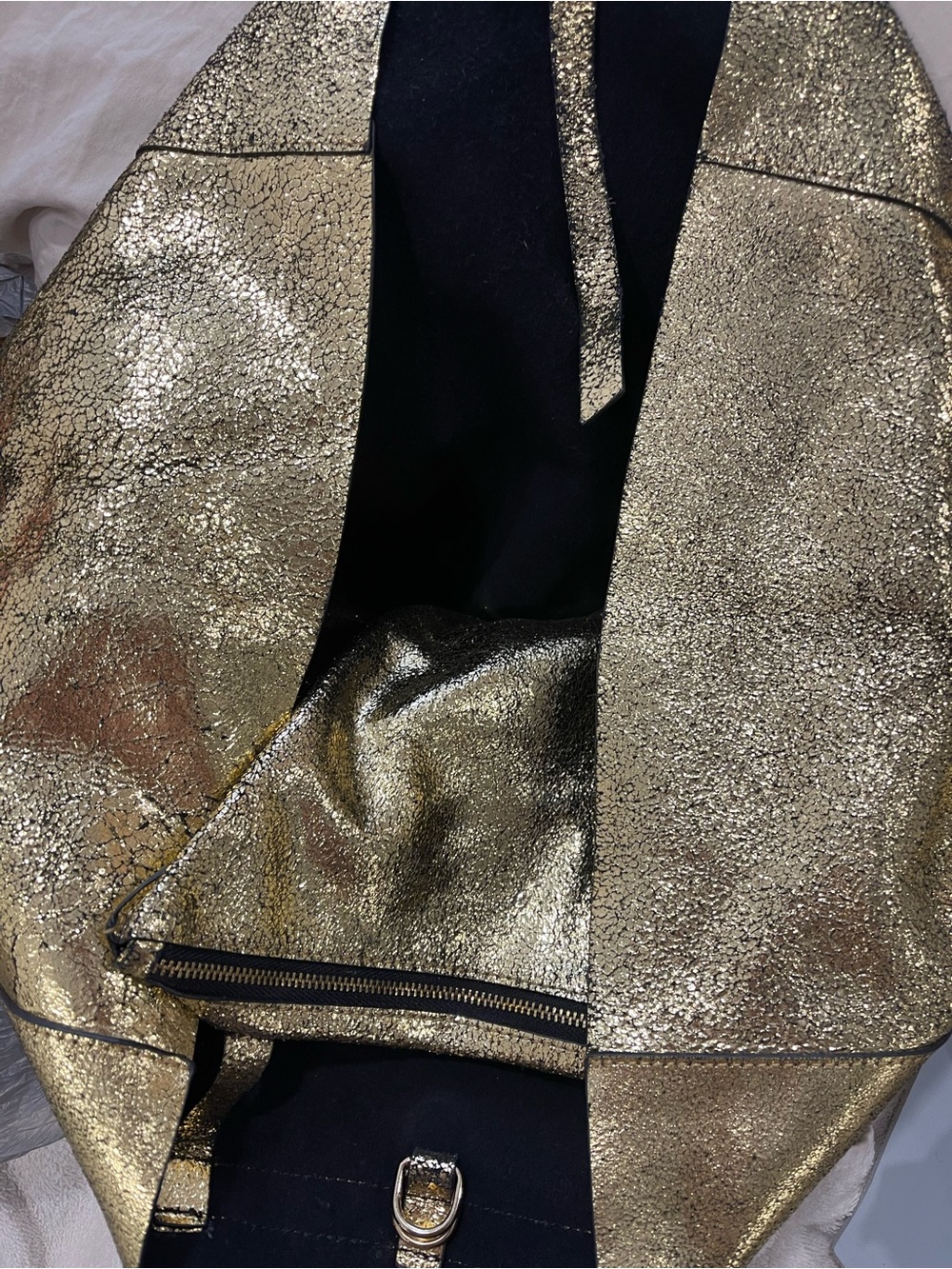 Zara Gold Metallic large leather Tote Bag - - Picture 10 of 15